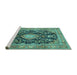 Sideview of Machine Washable Persian Turquoise Traditional Area Rugs, wshtr4416turq