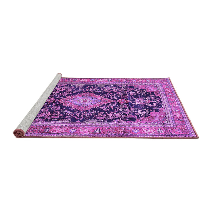 Sideview of Machine Washable Persian Purple Traditional Area Rugs, wshtr4416pur