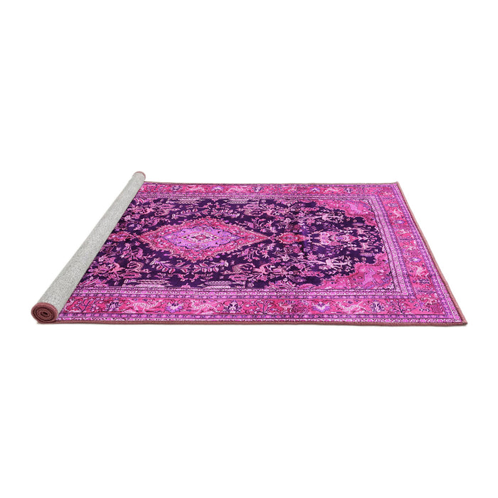 Sideview of Machine Washable Persian Pink Traditional Rug, wshtr4416pnk