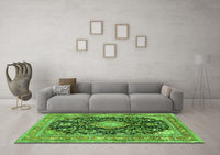 Machine Washable Persian Green Traditional Rug, wshtr4416grn