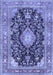 Machine Washable Persian Blue Traditional Rug, wshtr4416blu