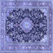 Square Machine Washable Persian Blue Traditional Rug, wshtr4416blu