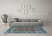 Machine Washable Persian Light Blue Traditional Rug in a Living Room, wshtr4417lblu