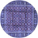 Round Persian Blue Traditional Rug, tr4417blu