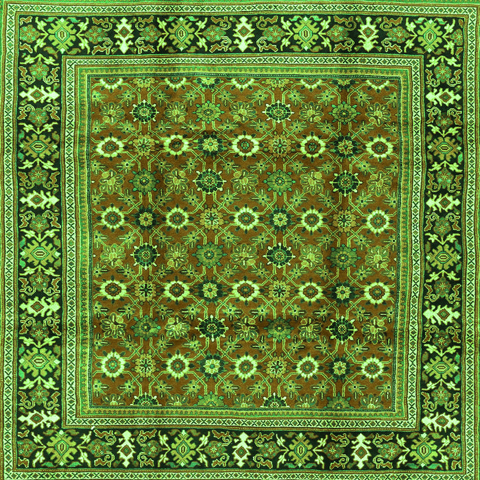 Round Machine Washable Persian Green Traditional Area Rugs, wshtr4417grn