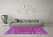 Machine Washable Persian Purple Traditional Area Rugs in a Living Room, wshtr4417pur