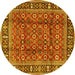 Round Machine Washable Persian Yellow Traditional Rug, wshtr4417yw