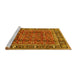 Sideview of Machine Washable Persian Yellow Traditional Rug, wshtr4417yw