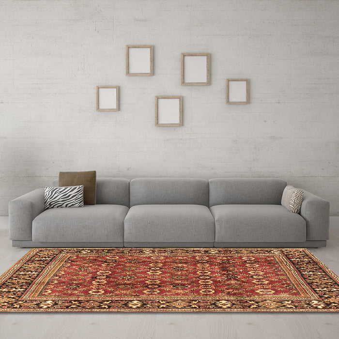 Machine Washable Persian Brown Traditional Rug in a Living Room,, wshtr4417brn