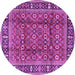 Round Machine Washable Persian Purple Traditional Area Rugs, wshtr4417pur