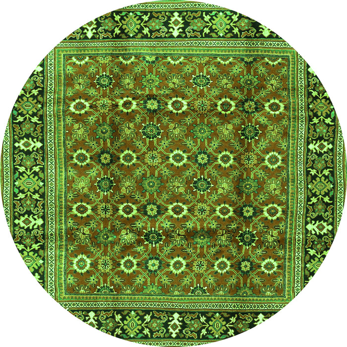 Square Persian Green Traditional Rug, tr4417grn