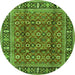 Square Persian Green Traditional Rug, tr4417grn