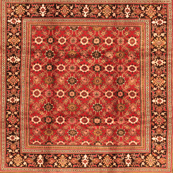Round Machine Washable Persian Orange Traditional Area Rugs, wshtr4417org