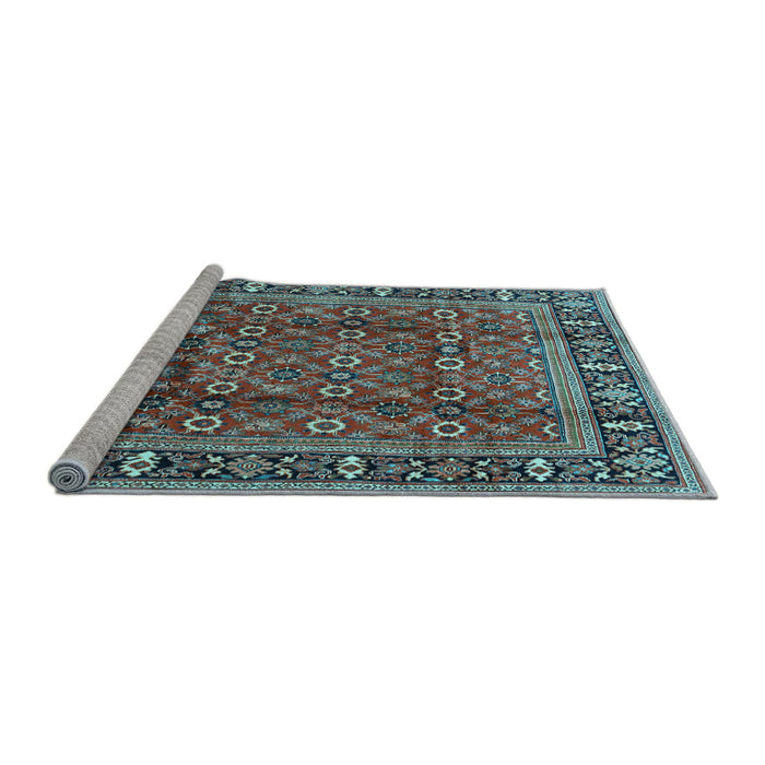 Sideview of Machine Washable Persian Light Blue Traditional Rug, wshtr4417lblu