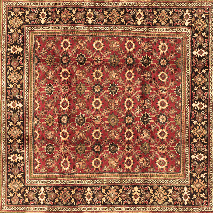 Square Persian Brown Traditional Rug, tr4417brn