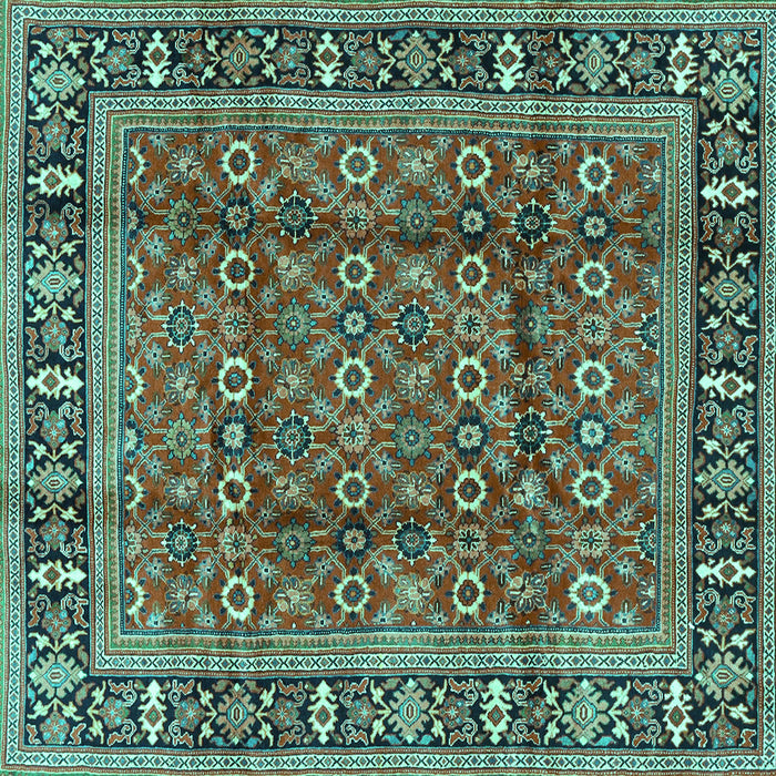 Square Machine Washable Persian Turquoise Traditional Area Rugs, wshtr4417turq