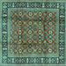 Square Machine Washable Persian Turquoise Traditional Area Rugs, wshtr4417turq