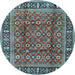 Round Persian Light Blue Traditional Rug, tr4417lblu