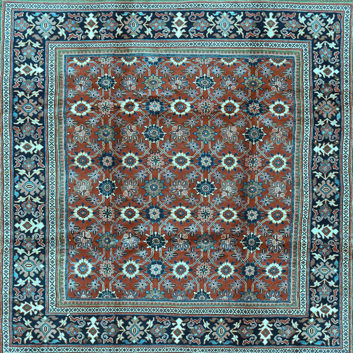Square Machine Washable Persian Light Blue Traditional Rug, wshtr4417lblu