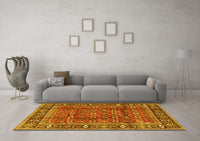 Machine Washable Persian Yellow Traditional Rug, wshtr4417yw