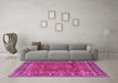 Machine Washable Persian Pink Traditional Rug in a Living Room, wshtr4417pnk