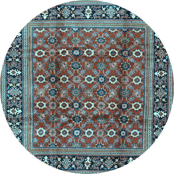 Round Machine Washable Persian Light Blue Traditional Rug, wshtr4417lblu