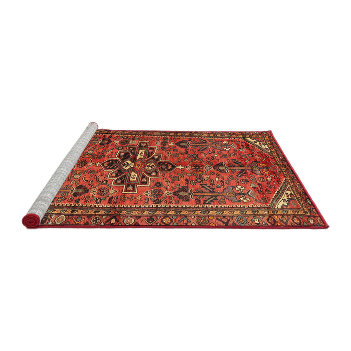 Sideview of Machine Washable Traditional Tomato Red Rug, wshtr4418