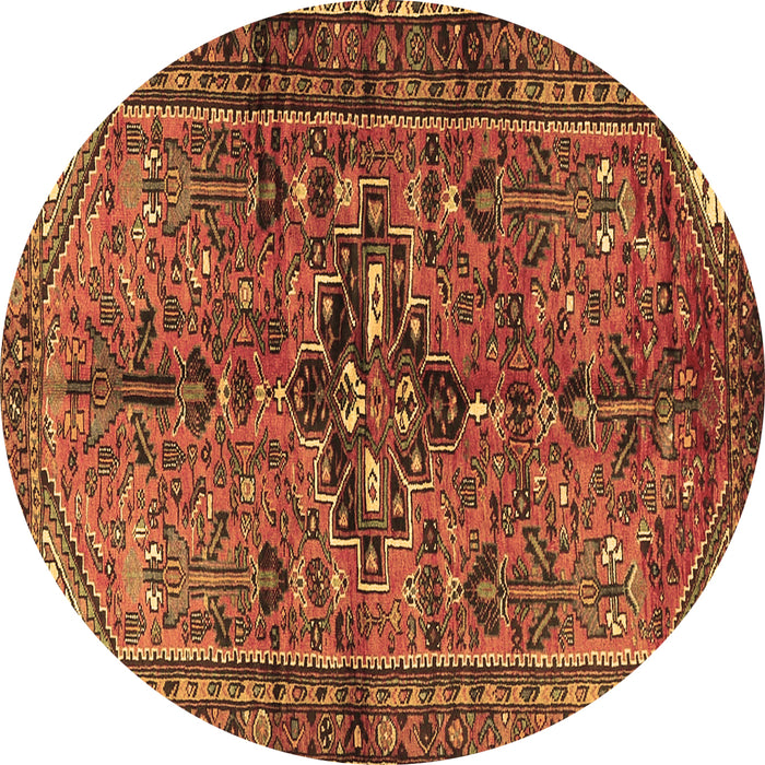 Round Machine Washable Persian Brown Traditional Rug, wshtr4418brn