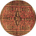 Round Machine Washable Persian Brown Traditional Rug, wshtr4418brn