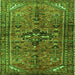 Round Machine Washable Persian Green Traditional Area Rugs, wshtr4418grn