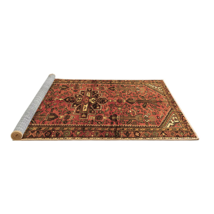 Sideview of Machine Washable Persian Brown Traditional Rug, wshtr4418brn