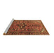 Sideview of Machine Washable Persian Brown Traditional Rug, wshtr4418brn