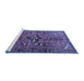 Sideview of Machine Washable Persian Blue Traditional Rug, wshtr4418blu