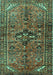 Machine Washable Persian Turquoise Traditional Area Rugs, wshtr4418turq