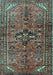 Machine Washable Persian Light Blue Traditional Rug, wshtr4418lblu