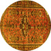 Round Persian Yellow Traditional Rug, tr4418yw