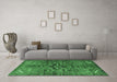 Machine Washable Persian Emerald Green Traditional Area Rugs in a Living Room,, wshtr4418emgrn