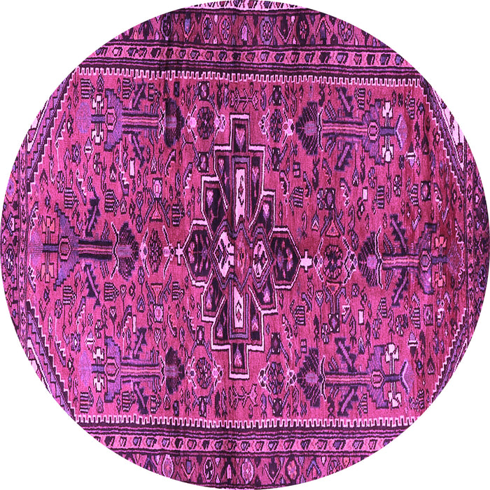 Round Machine Washable Persian Purple Traditional Area Rugs, wshtr4418pur