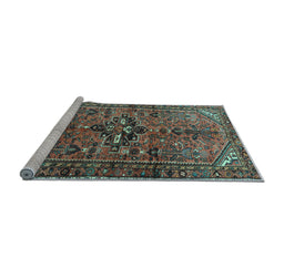 Sideview of Machine Washable Persian Light Blue Traditional Rug, wshtr4418lblu
