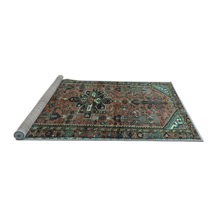 Sideview of Machine Washable Persian Light Blue Traditional Rug, wshtr4418lblu