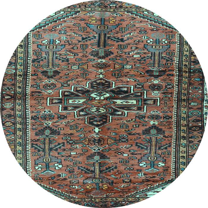 Round Machine Washable Persian Light Blue Traditional Rug, wshtr4418lblu