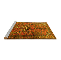 Sideview of Machine Washable Persian Yellow Traditional Rug, wshtr4418yw