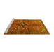 Sideview of Machine Washable Persian Yellow Traditional Rug, wshtr4418yw