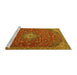 Sideview of Machine Washable Medallion Yellow Traditional Rug, wshtr4419yw