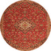 Machine Washable Medallion Orange Traditional Area Rugs, wshtr4419org