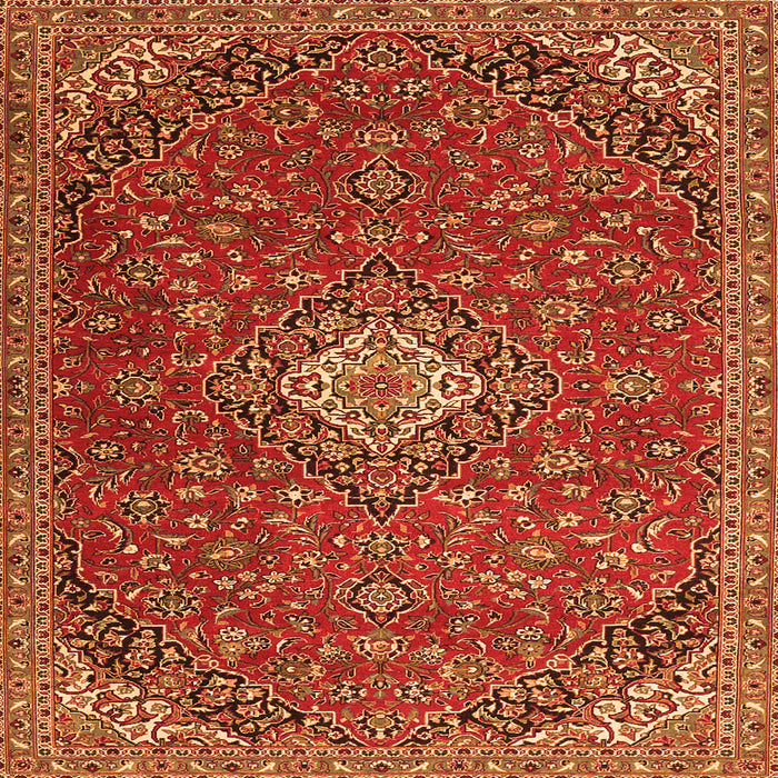 Round Machine Washable Medallion Orange Traditional Area Rugs, wshtr4419org