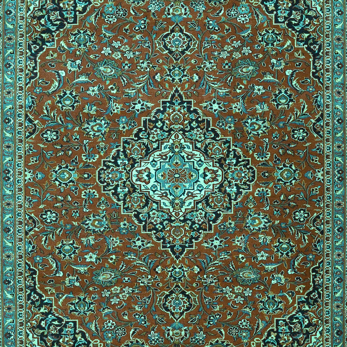 Machine Washable Medallion Turquoise Traditional Area Rugs, wshtr4419turq