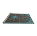 Sideview of Machine Washable Medallion Light Blue Traditional Rug, wshtr4419lblu