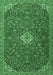 Machine Washable Medallion Emerald Green Traditional Area Rugs, wshtr4419emgrn