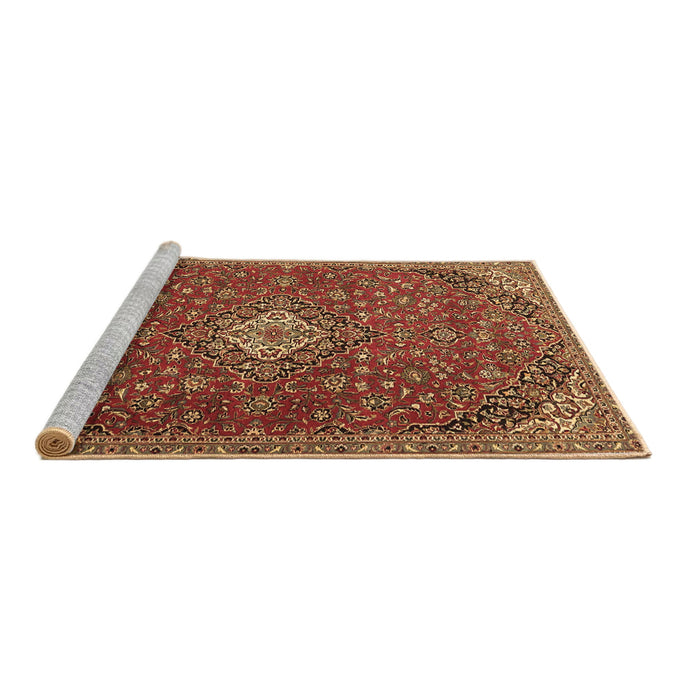 Sideview of Machine Washable Medallion Brown Traditional Rug, wshtr4419brn
